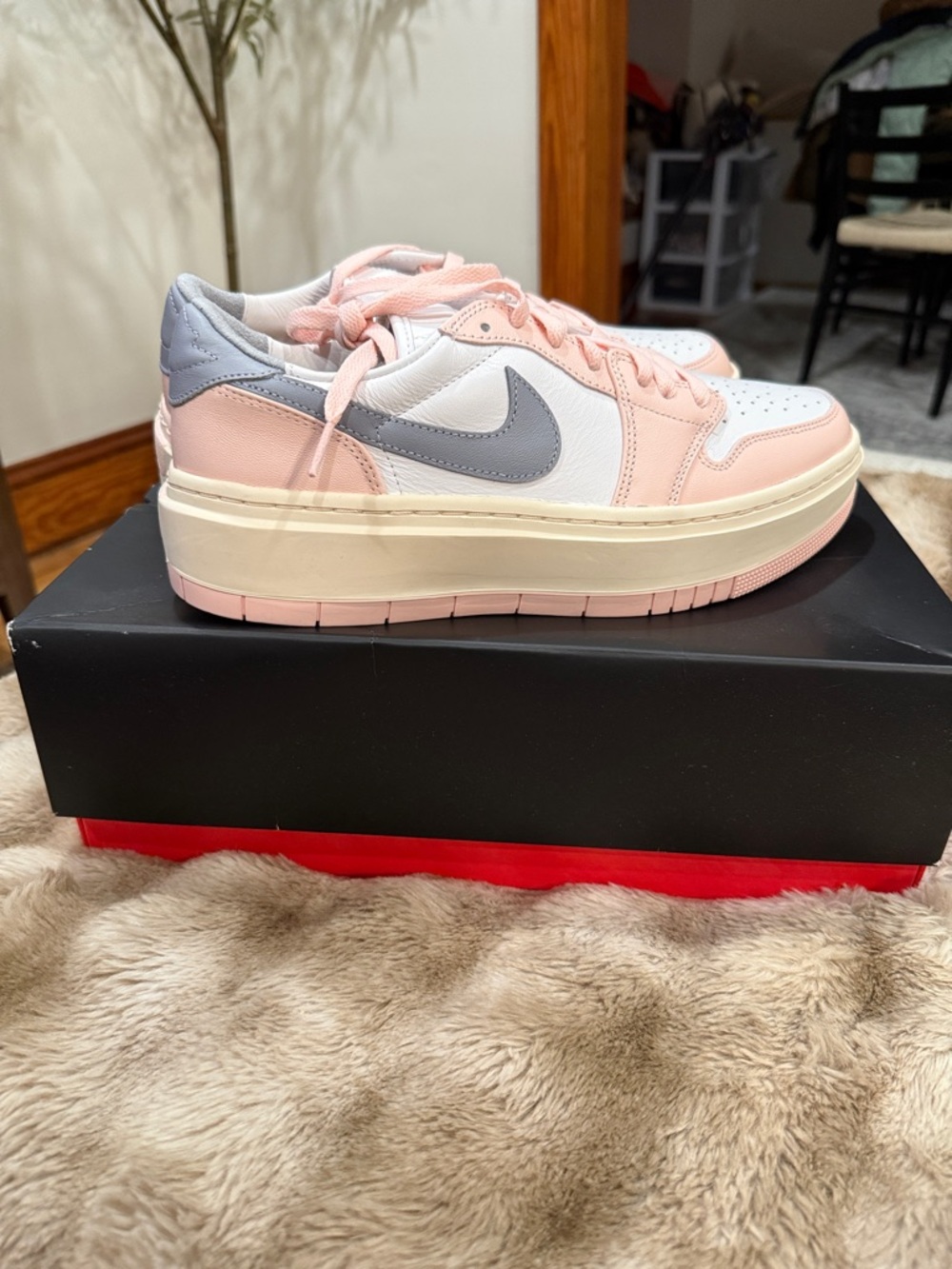 Women's Nike Jordans Low-Top Platform Sneaker - Pink & Gray
